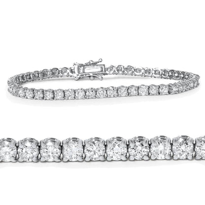 Pompeii 14K White, Rose, or Yellow Gold round Diamond Tennis Bracelet 5Cttw 7" Women'S