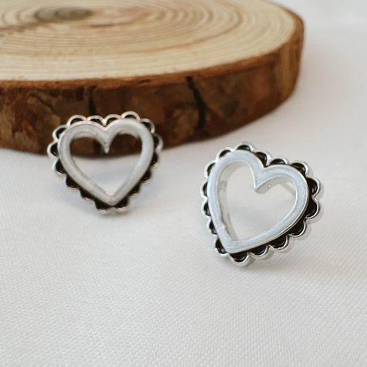 Preciously Scallop Edged Heart Earrings