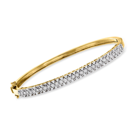 0.75 Ct. T.W. Diamond Bangle Bracelet in 18Kt Gold over Sterling, Women'S, Adult