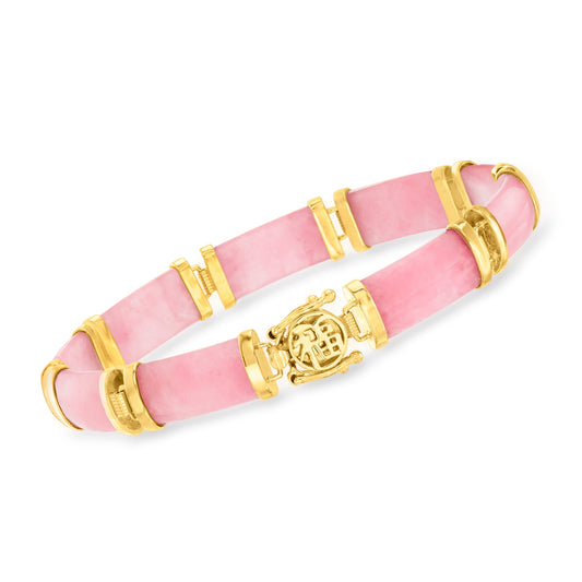 Pink Jade "Good Fortune" Bracelet in 18Kt Gold over Sterling, Women'S, Adult