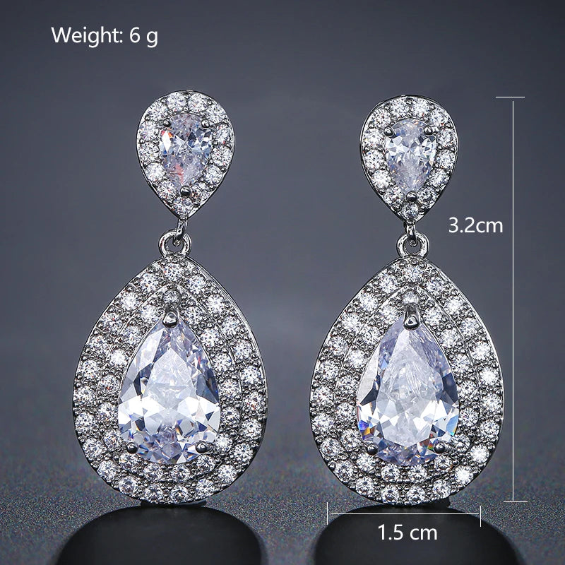 Fashion Cubic Zircon Chandelier Dangle Drop Earrings for Women Wedding Party Jewelry