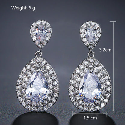 Fashion Cubic Zircon Chandelier Dangle Drop Earrings for Women Wedding Party Jewelry