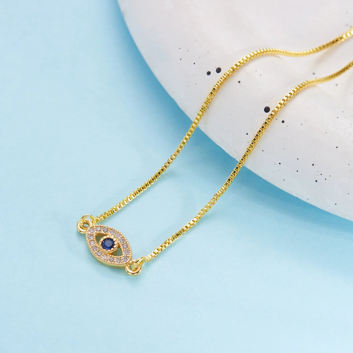 Exquisite Zircon Blue Crystal Evil Eye Bracelet Classic Turkish Lucky Eyes Gold Color Chain Bracelets for Women Men Jewelry Gift