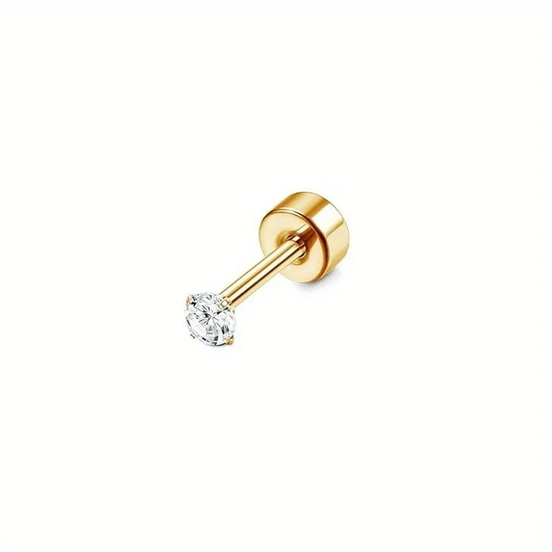 18G Stainless Steel Earrings Piercing Ear Cartilage Set 2-7MM round Barbell Stud Earring with Screw Flat Ball Back