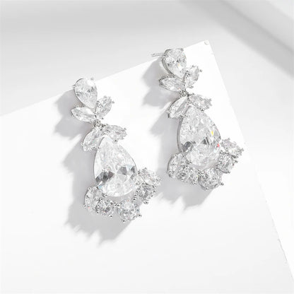 Fashion Cubic Zircon Chandelier Dangle Drop Earrings for Women Wedding Party Jewelry