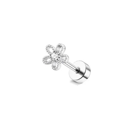 Cartilage Earring Stainless Steel Helix for Women Opal CZ Stud Earrings Butterfly Flat Back Cartilage Piercing Jewelry