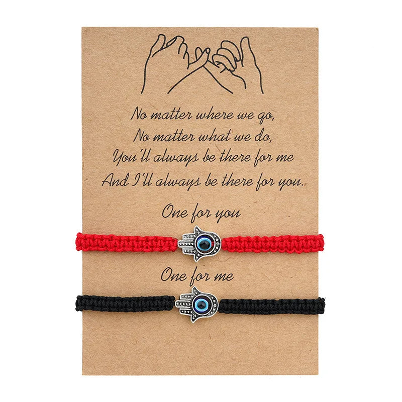 6Pcs/Set 7 Knots Lucky Friendship Bracelets for Woman Men Turkish Evil Eye Red Black Braided Bracelet Charm Adjustable Jewelry