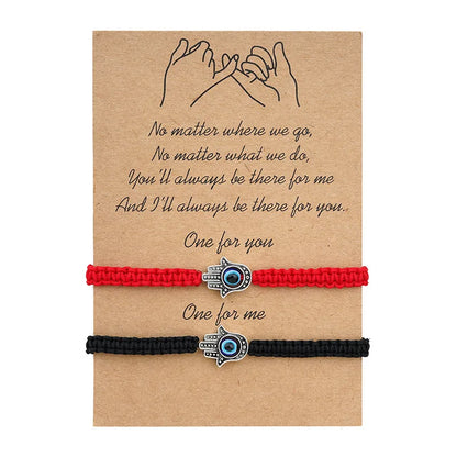6Pcs/Set 7 Knots Lucky Friendship Bracelets for Woman Men Turkish Evil Eye Red Black Braided Bracelet Charm Adjustable Jewelry