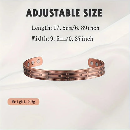 1Pc Cross Copper Bracelet for Men Women, Pure Copper Bracelets Adjustable Cuff Jewelry Christmas