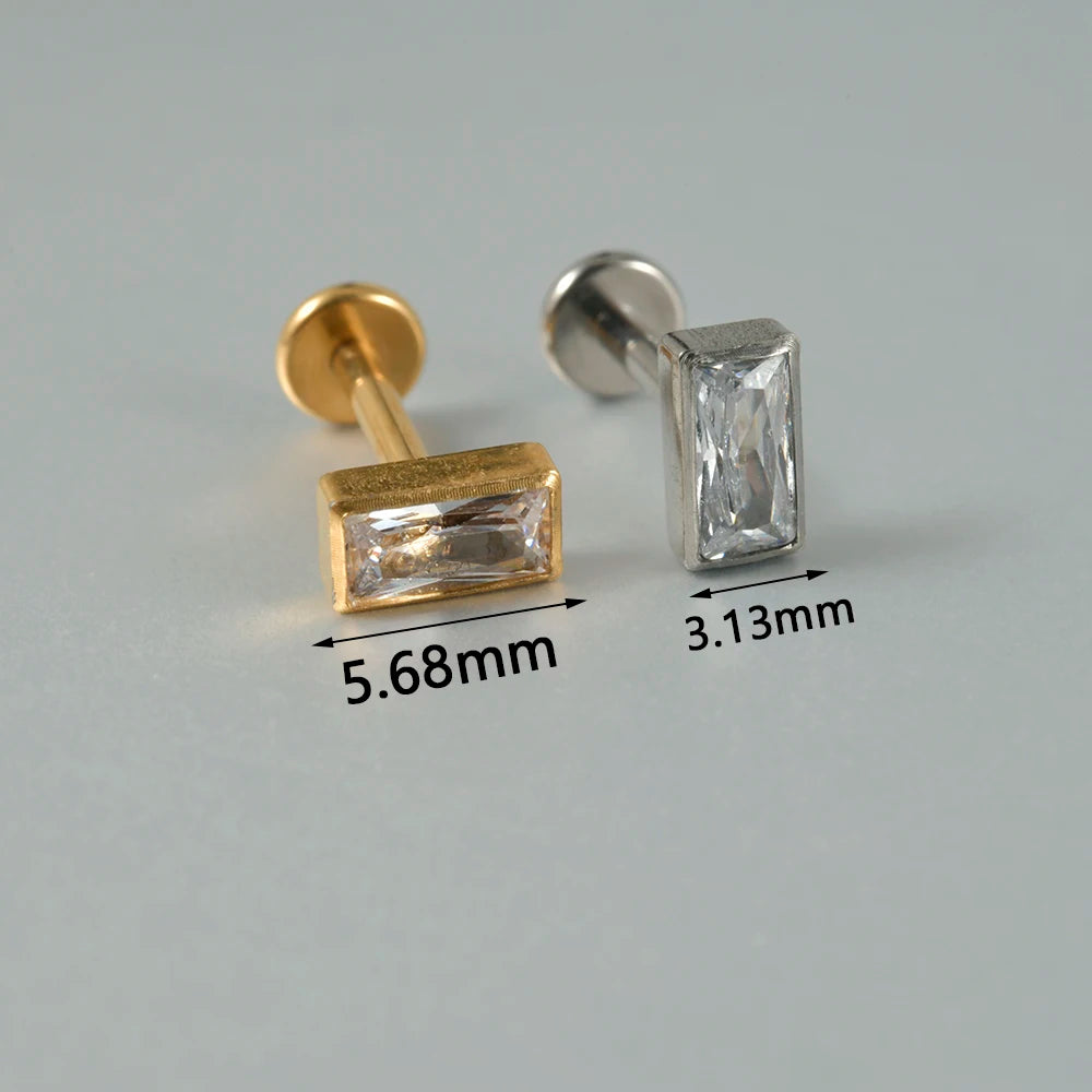 1PC G23 Titanium Moon Cross Cz Silver/Gold Labret Lip Studs Ear Cartilage Tragus Helix Earrings Daith Lobe Piercing Body Jewelry