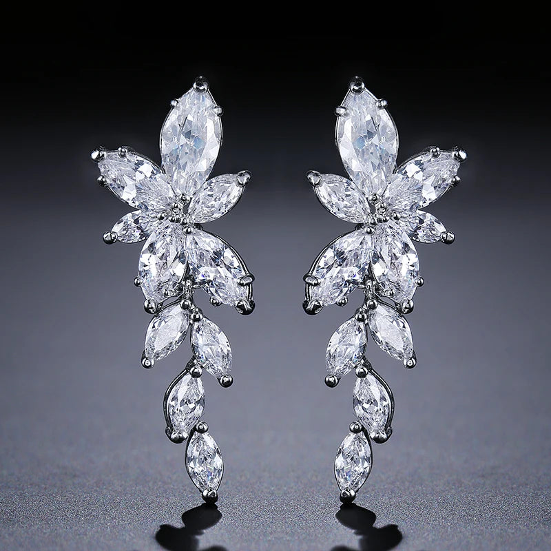 Fashion Cubic Zircon Chandelier Dangle Drop Earrings for Women Wedding Party Jewelry