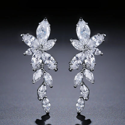 Fashion Cubic Zircon Chandelier Dangle Drop Earrings for Women Wedding Party Jewelry