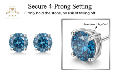 0.5Ct Round Cut Royal Blue Moissanite Stud Earrings for Women
