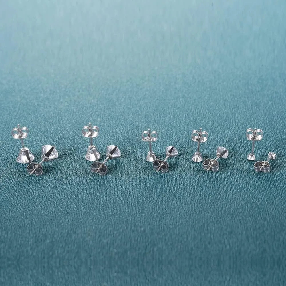 Butterfly Buckle Titanium Steel Stud Earrings 6 Pairs