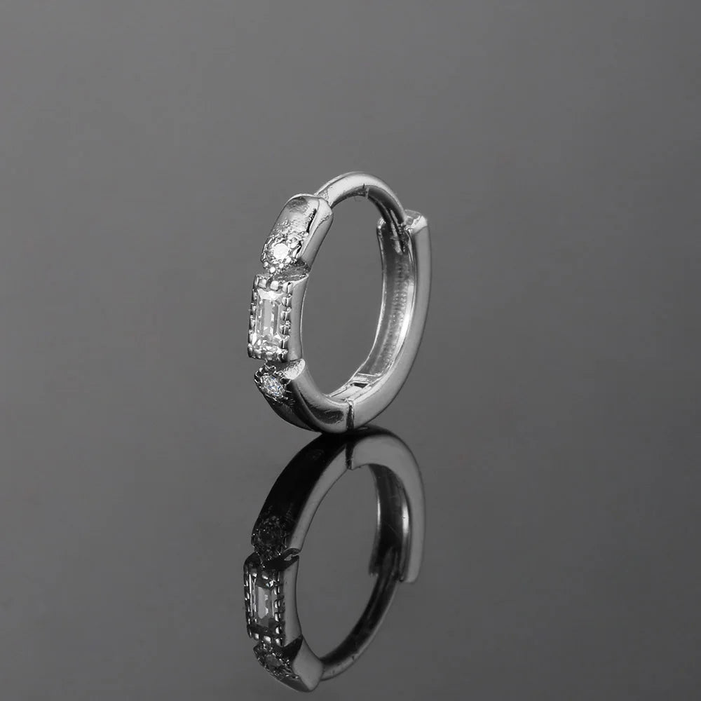 INS New Piercing Hoop Earrings for Women Geometry Zirconia Tragus Helix Rook Ear Cartilage Fashion Jewelry Girls Gifts