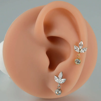 1PC G23 Titanium Moon Cross Cz Silver/Gold Labret Lip Studs Ear Cartilage Tragus Helix Earrings Daith Lobe Piercing Body Jewelry