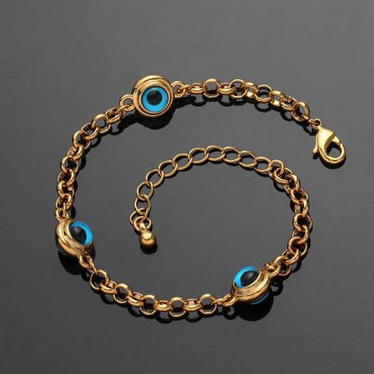 Blue Evil Eye Crystal Charm Allah Bracelets for Women Muslim Jewelry 3 Turkish Blue Eye Bracelet Gold Color Plated Never Faded
