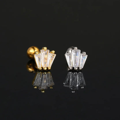 Crystal Waterdrop Earrings 1Pc Tragus Piercing Flat Cartilage Ear Stud Helix Conch Rook Lobe Ear Ring Labret Jewelry Gifts CC092