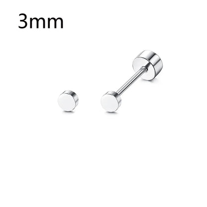 1 Pair Stainless Steel Small Tiny CZ Ball Flat Back Stud Earring Multiple Piercing Cartilage Hoop Earrings for Women Men