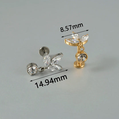 1PC G23 Titanium Moon Cross Cz Silver/Gold Labret Lip Studs Ear Cartilage Tragus Helix Earrings Daith Lobe Piercing Body Jewelry