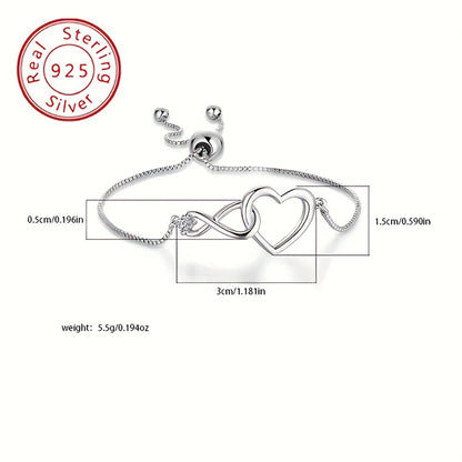 925 Sterling Silver Heart Artificial Crystal Bracelets for Women Luxury Designer Jewelry Accessories Holiday Gifts Stock in USA