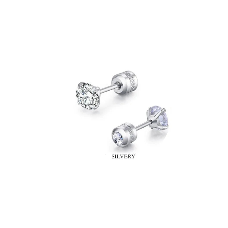 2Pcs 20G Hypoallergenic Titanium Steel Stud Earrings for Men Women, Zircon Screw Back Earring Cartilage Tragus Ear Piercing Gift