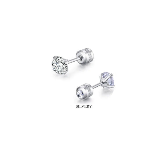 2Pcs 20G Hypoallergenic Titanium Steel Stud Earrings for Men Women, Zircon Screw Back Earring Cartilage Tragus Ear Piercing Gift