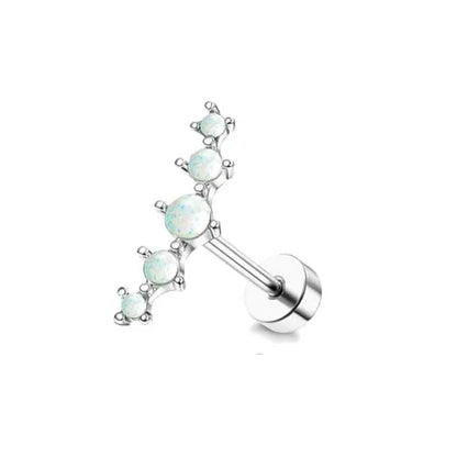 Cartilage Earring Stainless Steel Helix for Women Opal CZ Stud Earrings Butterfly Flat Back Cartilage Piercing Jewelry