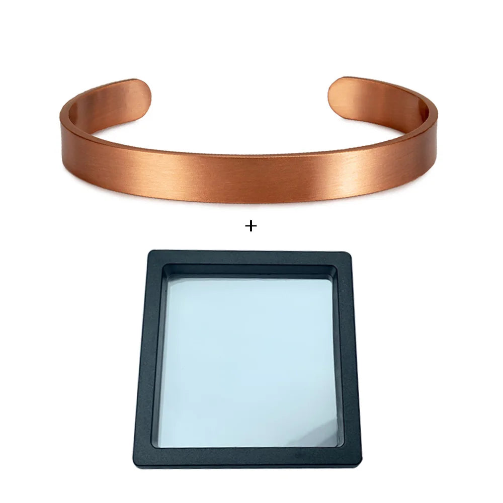 Pure Copper Bracelets Matte Adjustable Open Cuff 9.5Mm Wide Bangles Soft Metal Resizable Jewelry for Men Women Gifts