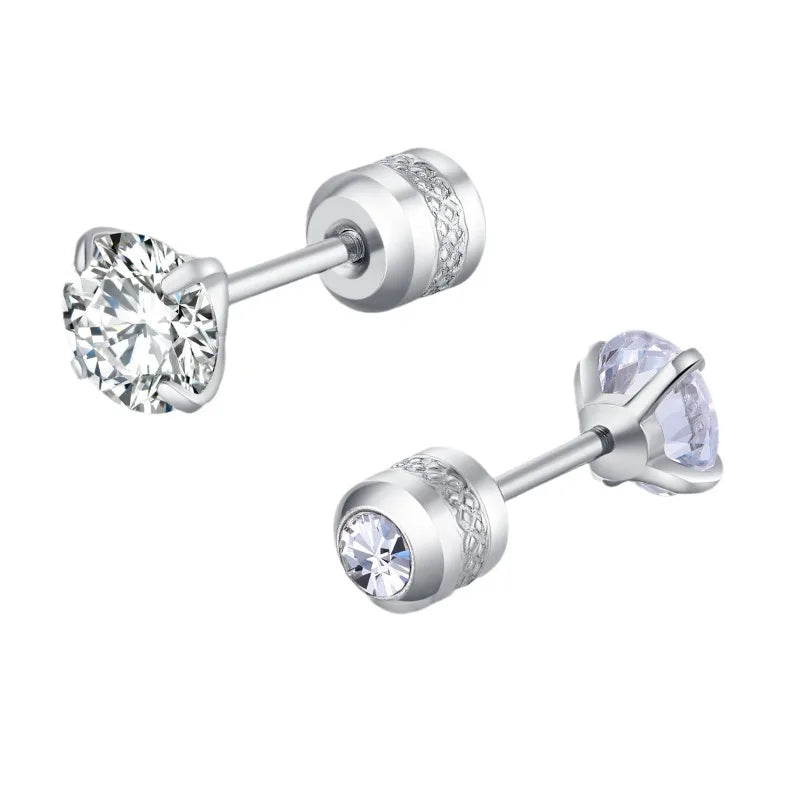 2Pcs 20G Hypoallergenic Titanium Steel Stud Earrings for Men Women, Zircon Screw Back Earring Cartilage Tragus Ear Piercing Gift