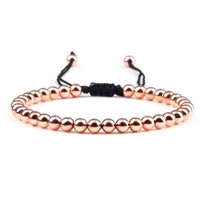 Trendy Copper Beads Bracelets 5Mm Handmade Adjustable Braided Strand Bangles for Women Men Yoga Healing Fashion Jewelry Pulseira