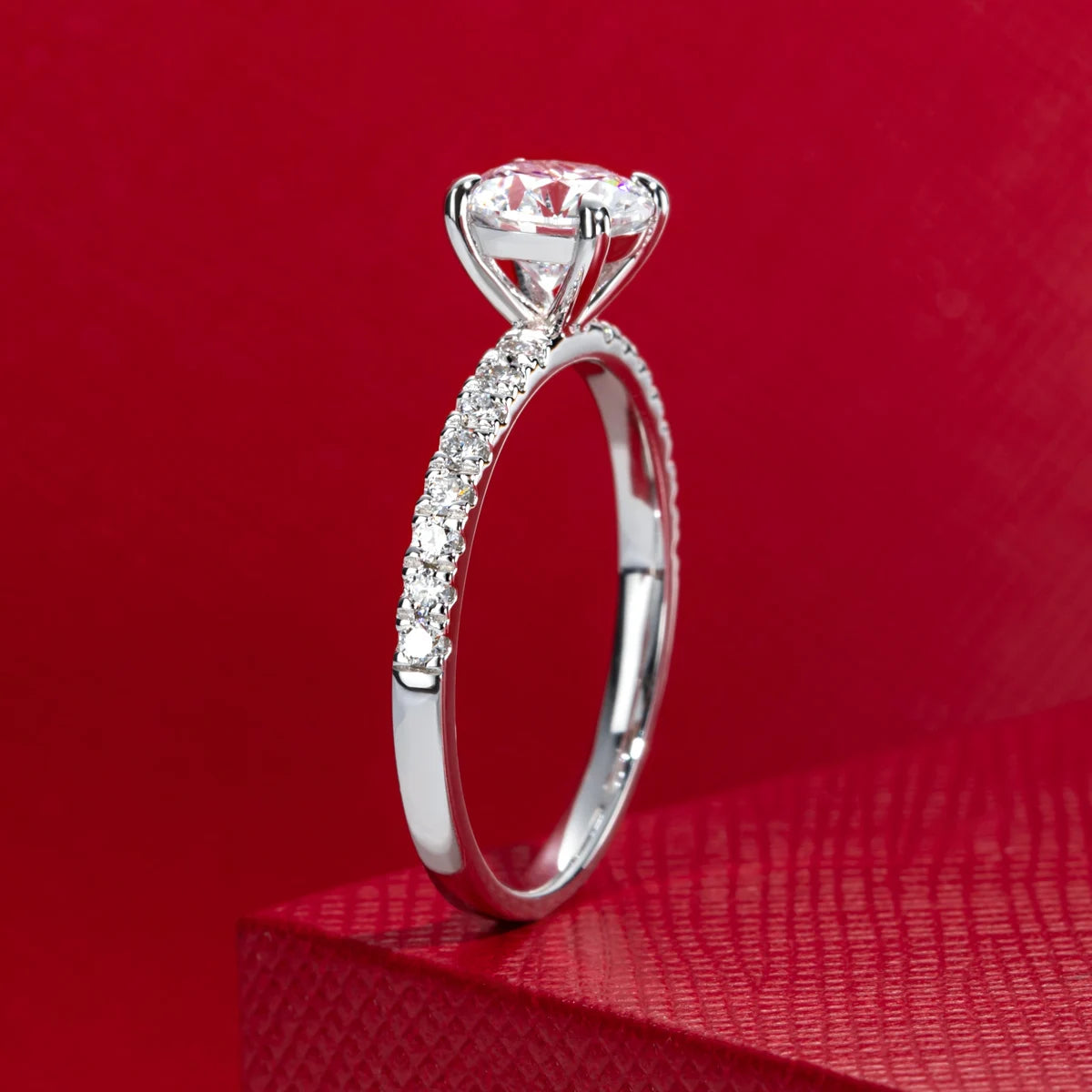 Anujewel 14K White Gold 1Ct D Color VVS Lab Grown Diamond Engagement Rings with IGI Certificate 585 Gold Wedding Ring for Women