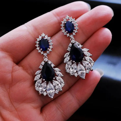 Fashion Cubic Zircon Chandelier Dangle Drop Earrings for Women Wedding Party Jewelry