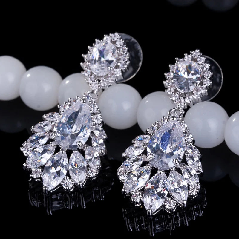 Fashion Cubic Zircon Chandelier Dangle Drop Earrings for Women Wedding Party Jewelry