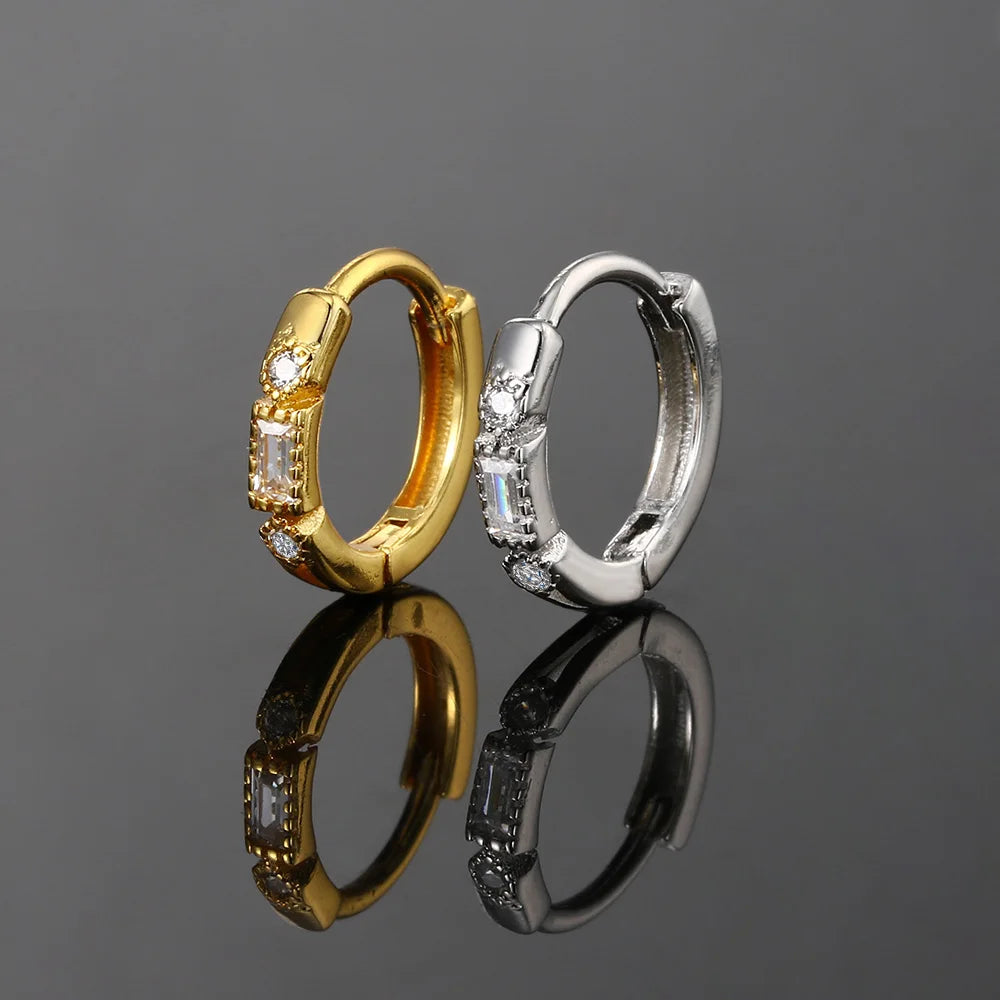 INS New Piercing Hoop Earrings for Women Geometry Zirconia Tragus Helix Rook Ear Cartilage Fashion Jewelry Girls Gifts
