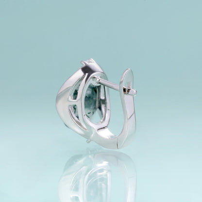 Dainty Gemstone Earrings 8X10Mm Oval Natural Moss Agate Studs Earrings in 925 Sterling Silver Gift for Her