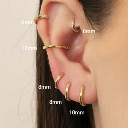 1.6Mm Thin Dainty Stainless Steel Hoop Earrings for Women Men Stackable Minimalist Tiny 6-16Mm round Gold Color Huggies Jewelry