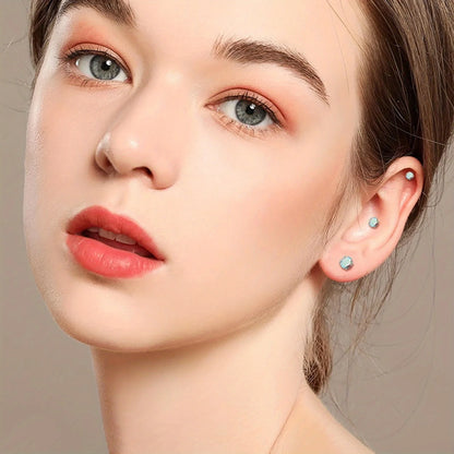 18G Stainless Steel Earrings Piercing Ear Cartilage Set 2-7MM round Barbell Stud Earring with Screw Flat Ball Back