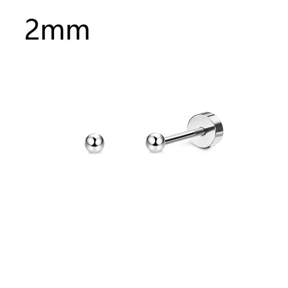 1 Pair Stainless Steel Small Tiny CZ Ball Flat Back Stud Earring Multiple Piercing Cartilage Hoop Earrings for Women Men
