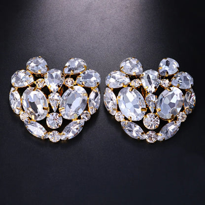 Stonefans New Square Clip Earrings No Hole Wedding Jewelry Women Large Clear Crystal Rhinestone Clip on Earrings Ear Women