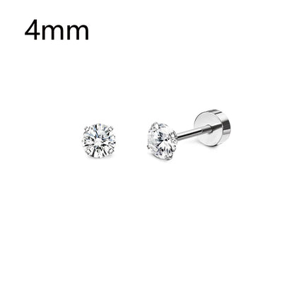 1 Pair Stainless Steel Small Tiny CZ Ball Flat Back Stud Earring Multiple Piercing Cartilage Hoop Earrings for Women Men