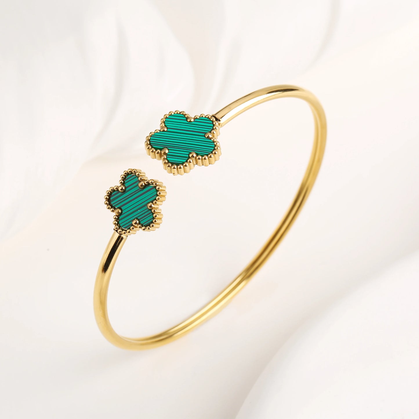 Trend Clover Bracelet for Women Girls 14K Gold Plated Stainless Steel Five Leaf Flower Dainty Lucky Link Bracelets Party Jewelry