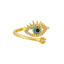 Rainbow Geometric  Zircon Rings for Women Gold Stainless Steel