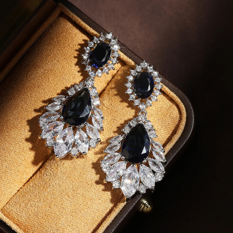 Fashion Cubic Zircon Chandelier Dangle Drop Earrings for Women Wedding Party Jewelry