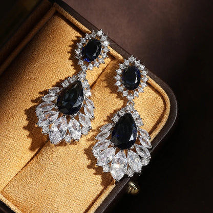 Fashion Cubic Zircon Chandelier Dangle Drop Earrings for Women Wedding Party Jewelry