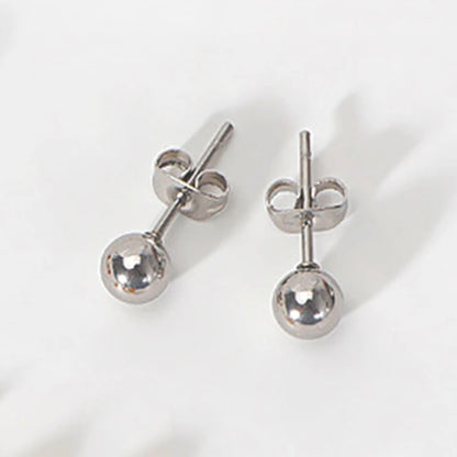 Stainless Steel round Ball Earrings Rose Gold Silver Color Bead Ear Studs Women Geometric Jewelry Minimalist 3Mm 4Mm 5Mm 6Mm