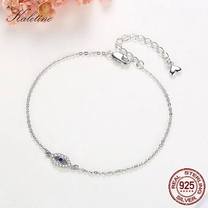 Lucky Evil Eye Bracelet 925 Sterling Silver Bracelets for Women Blue Stone CZ Turkey Adjustable Men Jewelry KLTB099