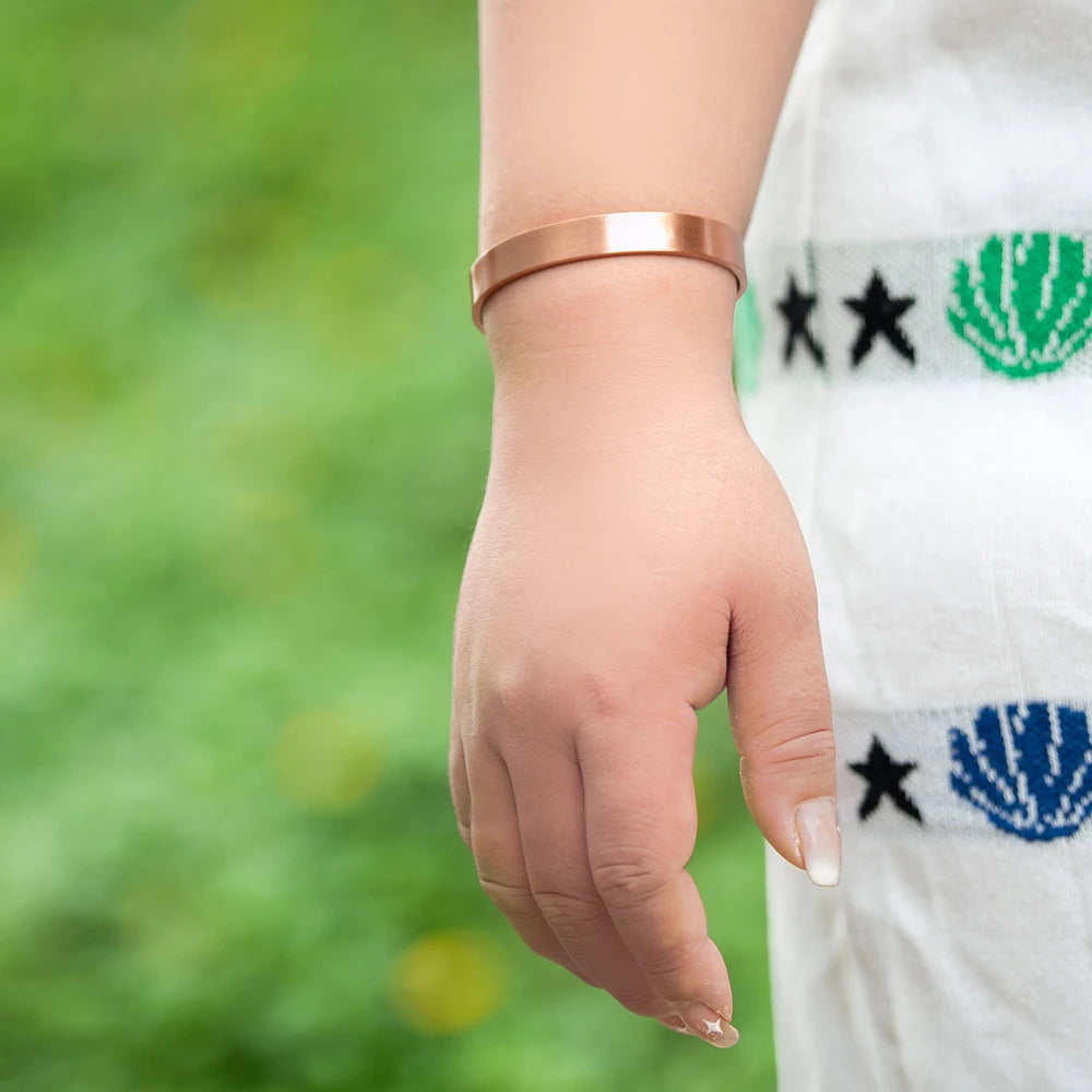 Pure Copper Bracelets Matte Adjustable Open Cuff 9.5Mm Wide Bangles Soft Metal Resizable Jewelry for Men Women Gifts