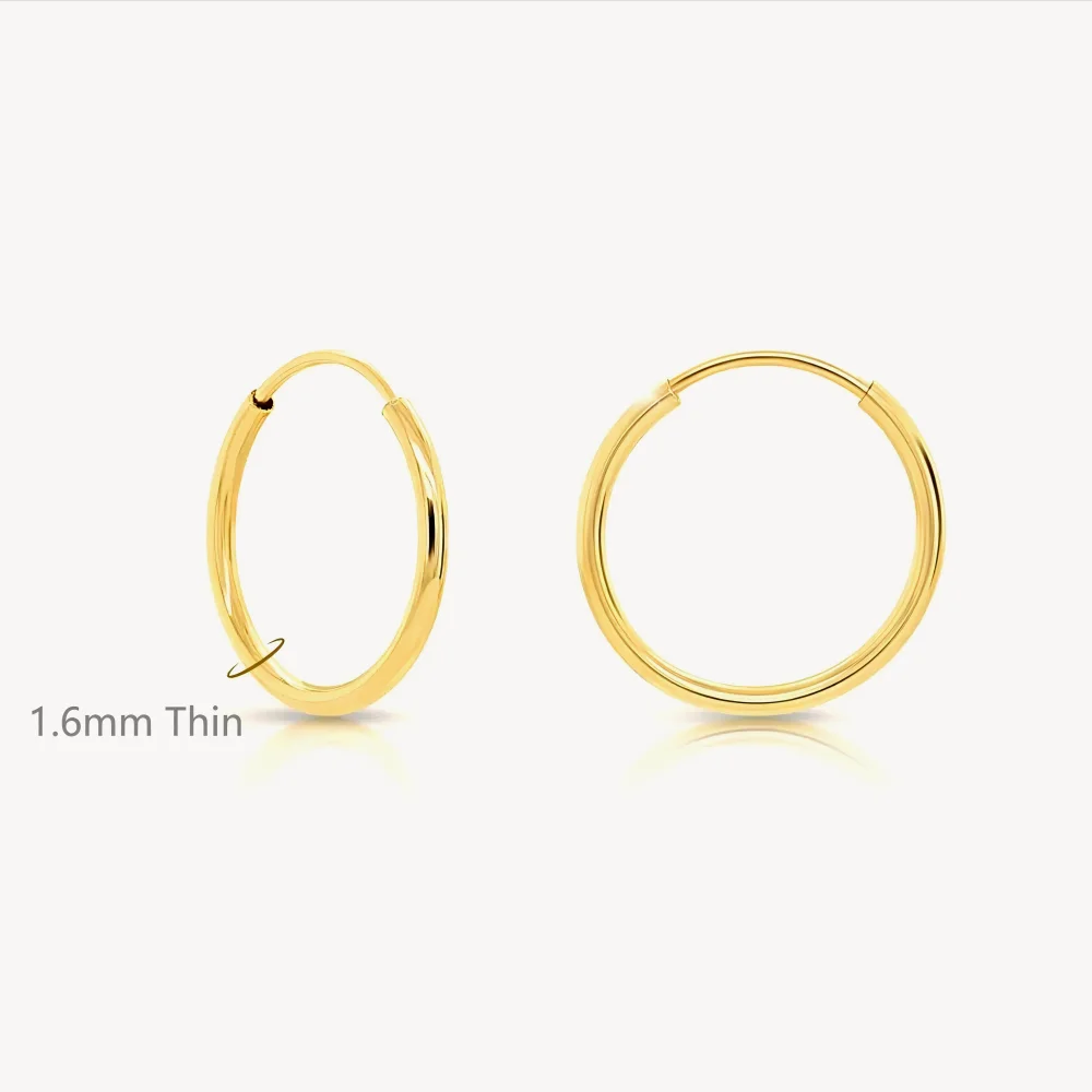 1.6Mm Thin Dainty Stainless Steel Hoop Earrings for Women Men Stackable Minimalist Tiny 6-16Mm round Gold Color Huggies Jewelry