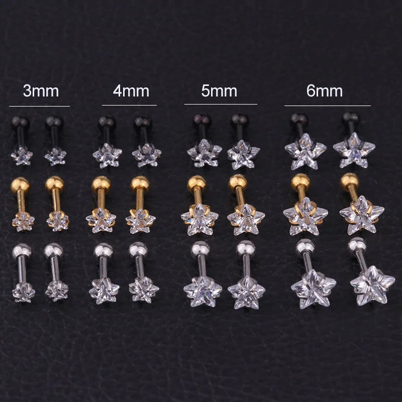Helix Piercing Star Earrings Women 1Pc Trend 2023 Zircon Lobe Rook Piercing Tragus Daith Cartilage Ear Jewelry Body Accessories